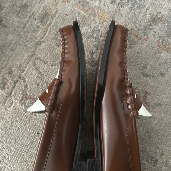 GH Bass Larson weejuns loafers size 12 mens white and brown lightly used - Picture 5 of 6